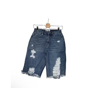 PTCL Ethical Clothing Capri Jeans Womens Sz 25 Blue Denim Distressed Sz US 4 90s